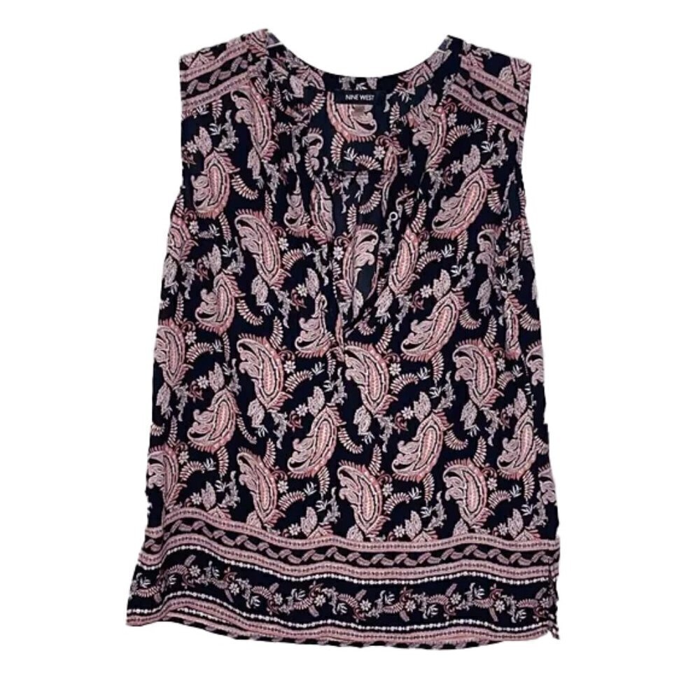 ❤️ NINE WEST Sleeveless Floral Blouse Size S